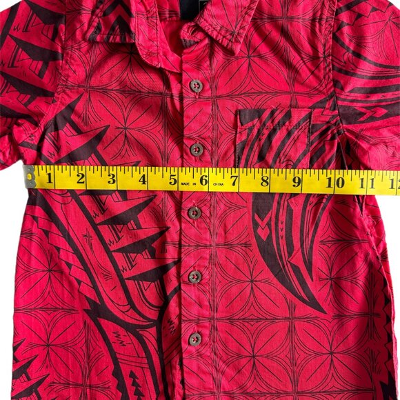 Tanoa Boys Button Down Shirt Size 2 Red Black - Picture 3 of 5